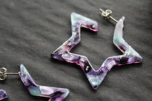Load image into Gallery viewer, Acrylic Star Hoop Studs, Statement Earrings
