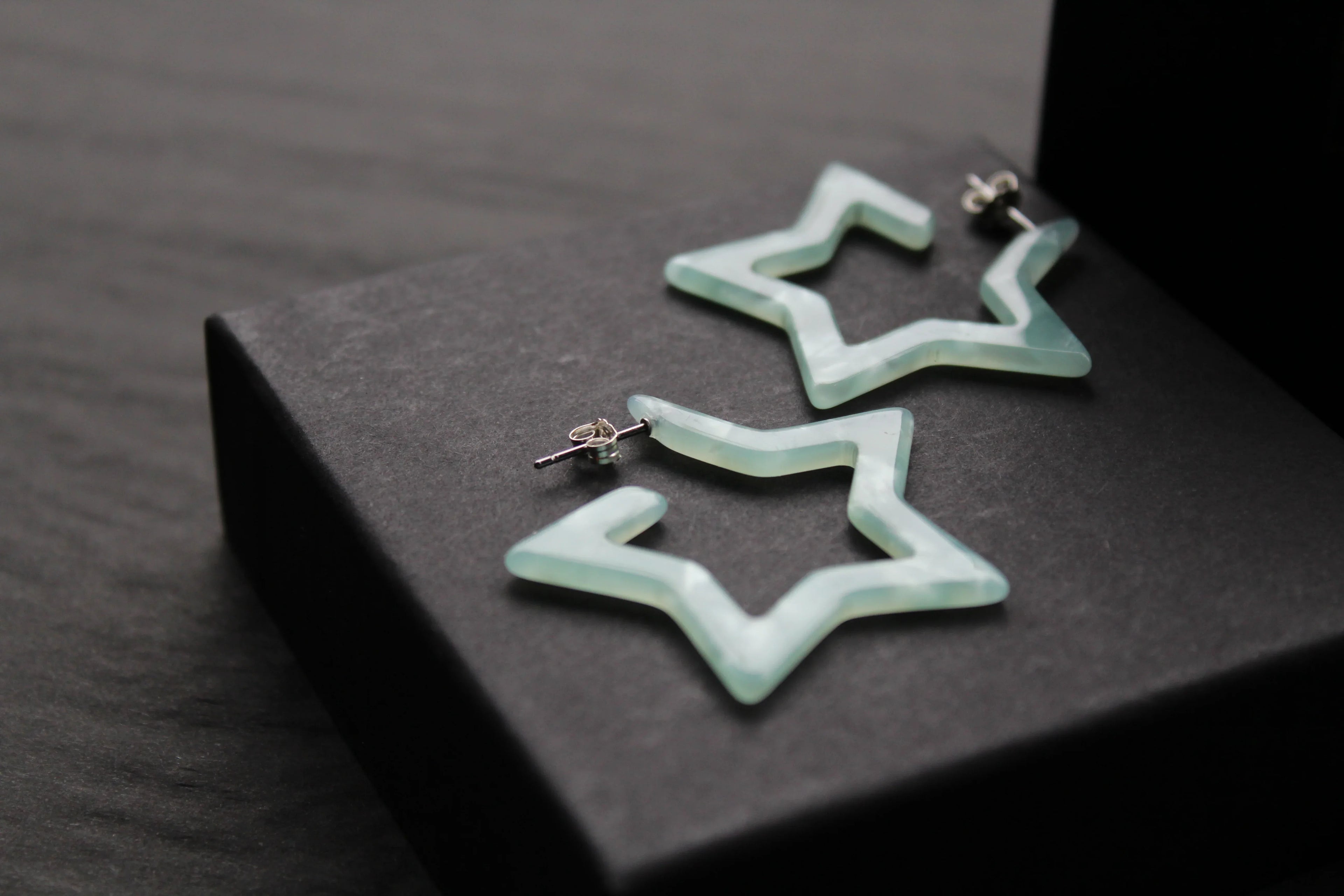 Acrylic Star Hoop Studs, Statement Earrings - Swax Jewellery Barmouth