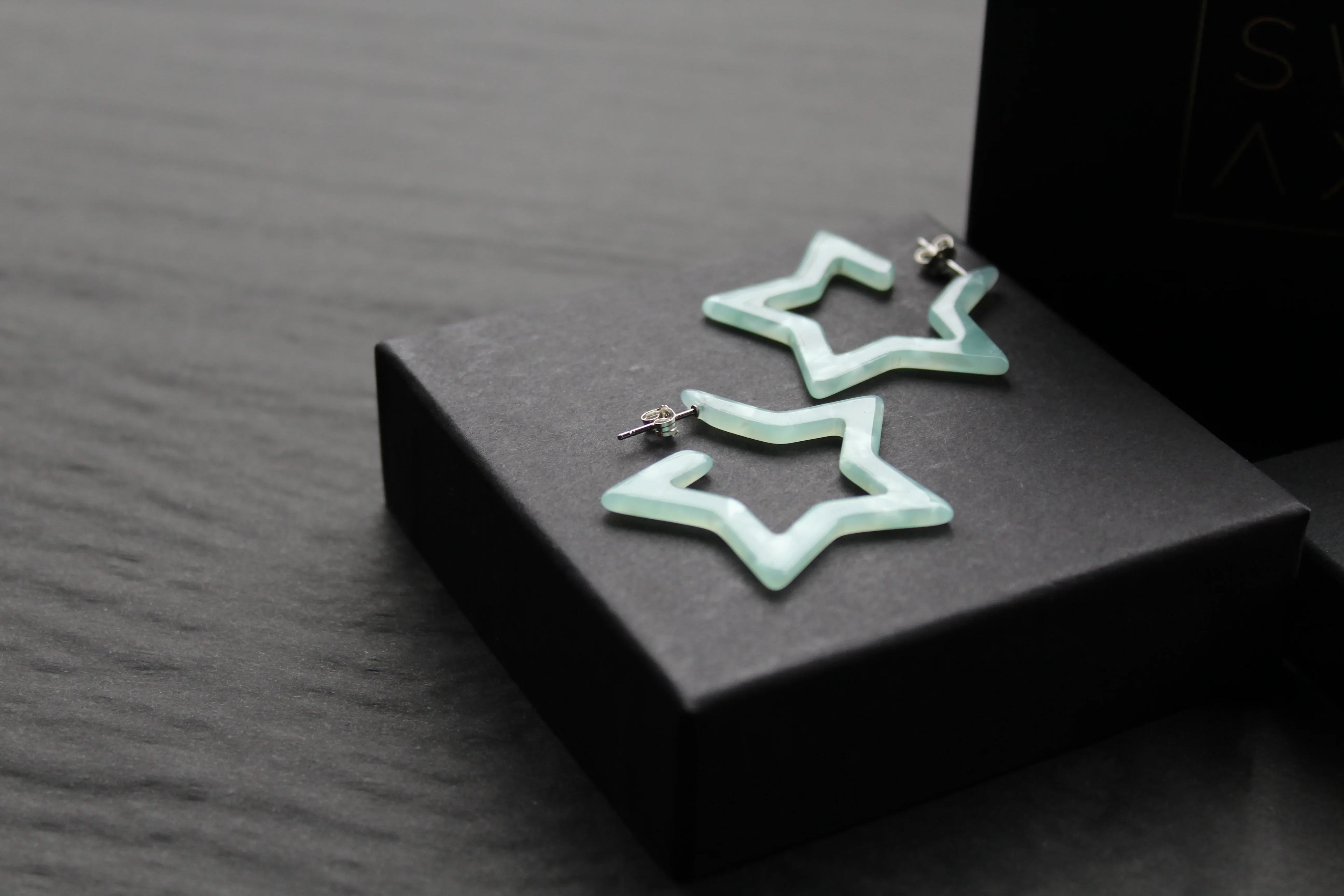 Acrylic Star Hoop Studs, Statement Earrings - Swax Jewellery Barmouth