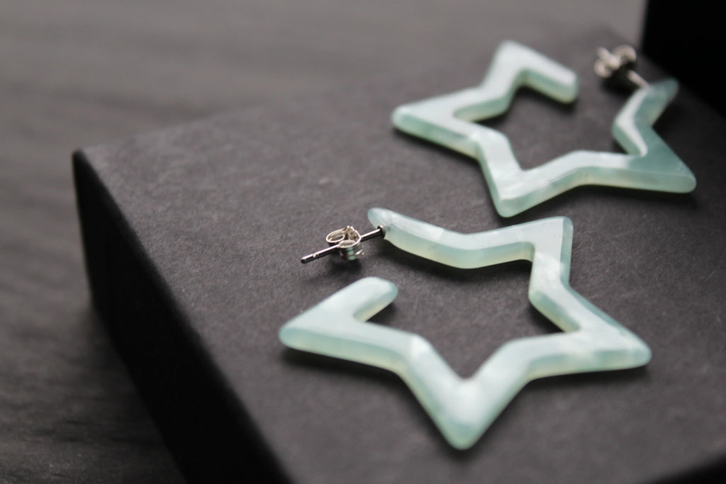 Acrylic Star Hoop Studs, Statement Earrings - Swax Jewellery Barmouth