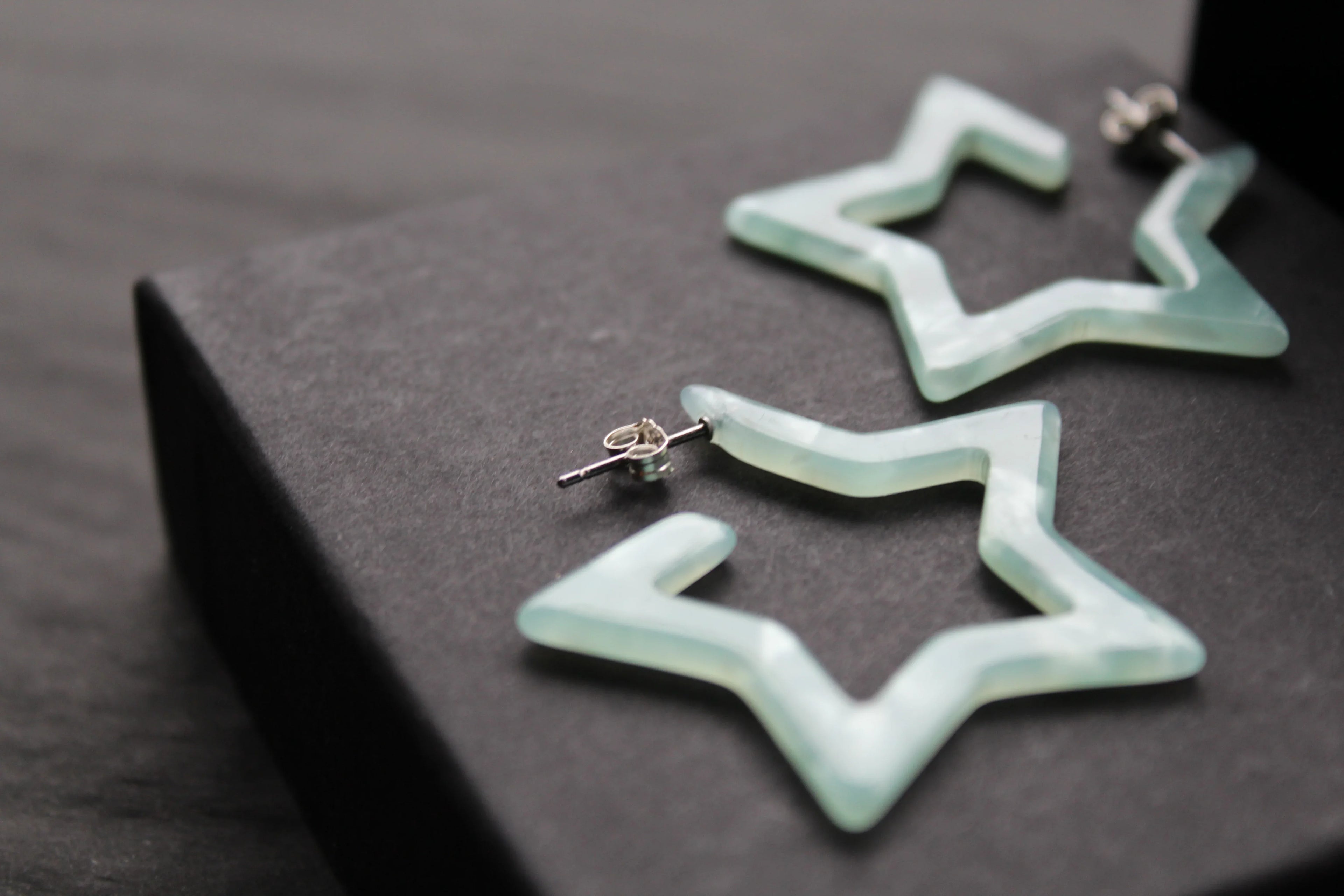 Acrylic Star Hoop Studs, Statement Earrings - Swax Jewellery Barmouth
