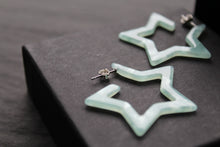 Load image into Gallery viewer, Acrylic Star Hoop Studs, Statement Earrings
