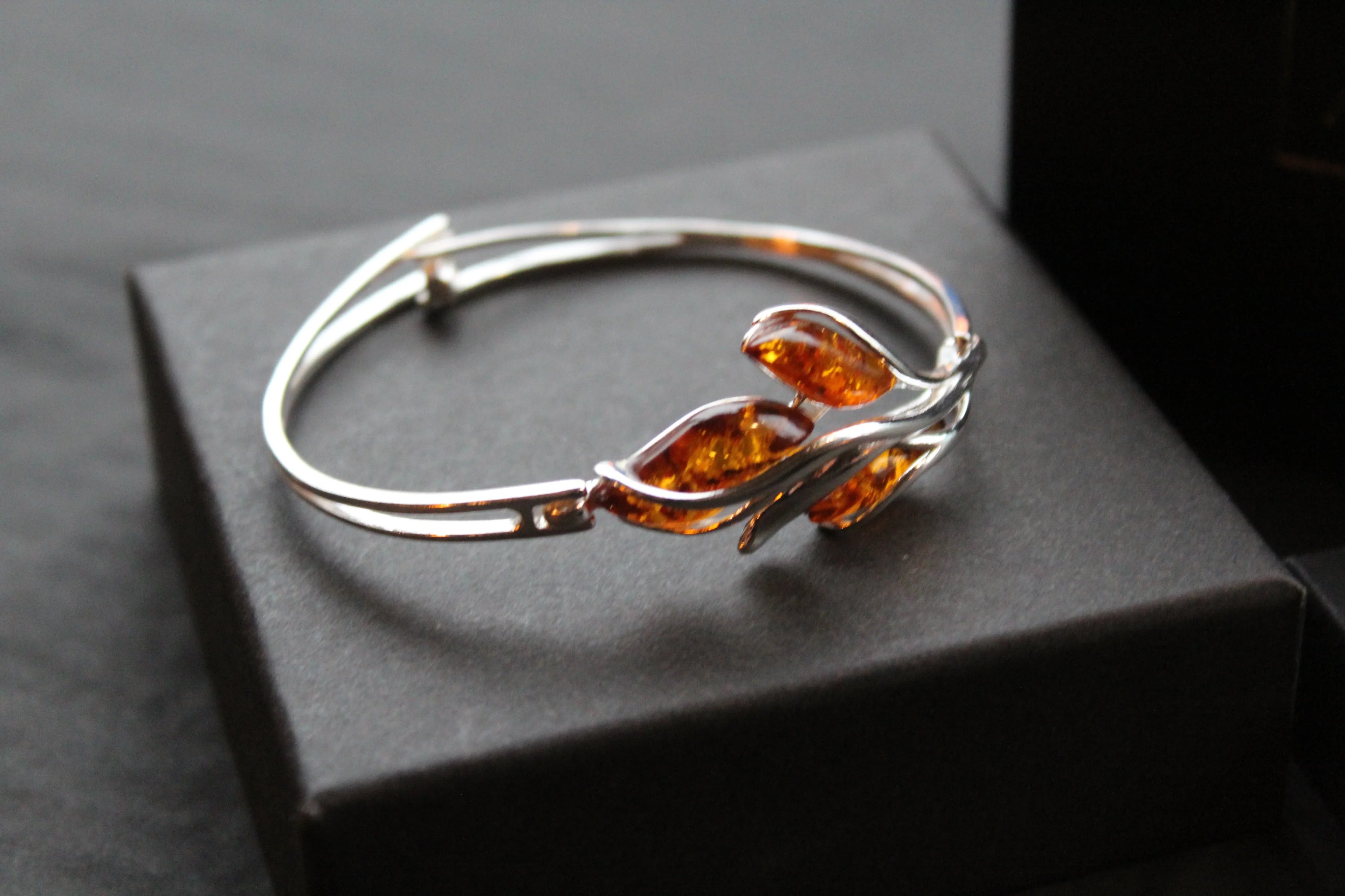 Amber Bud Design Bangle - Swax Jewellery Barmouth