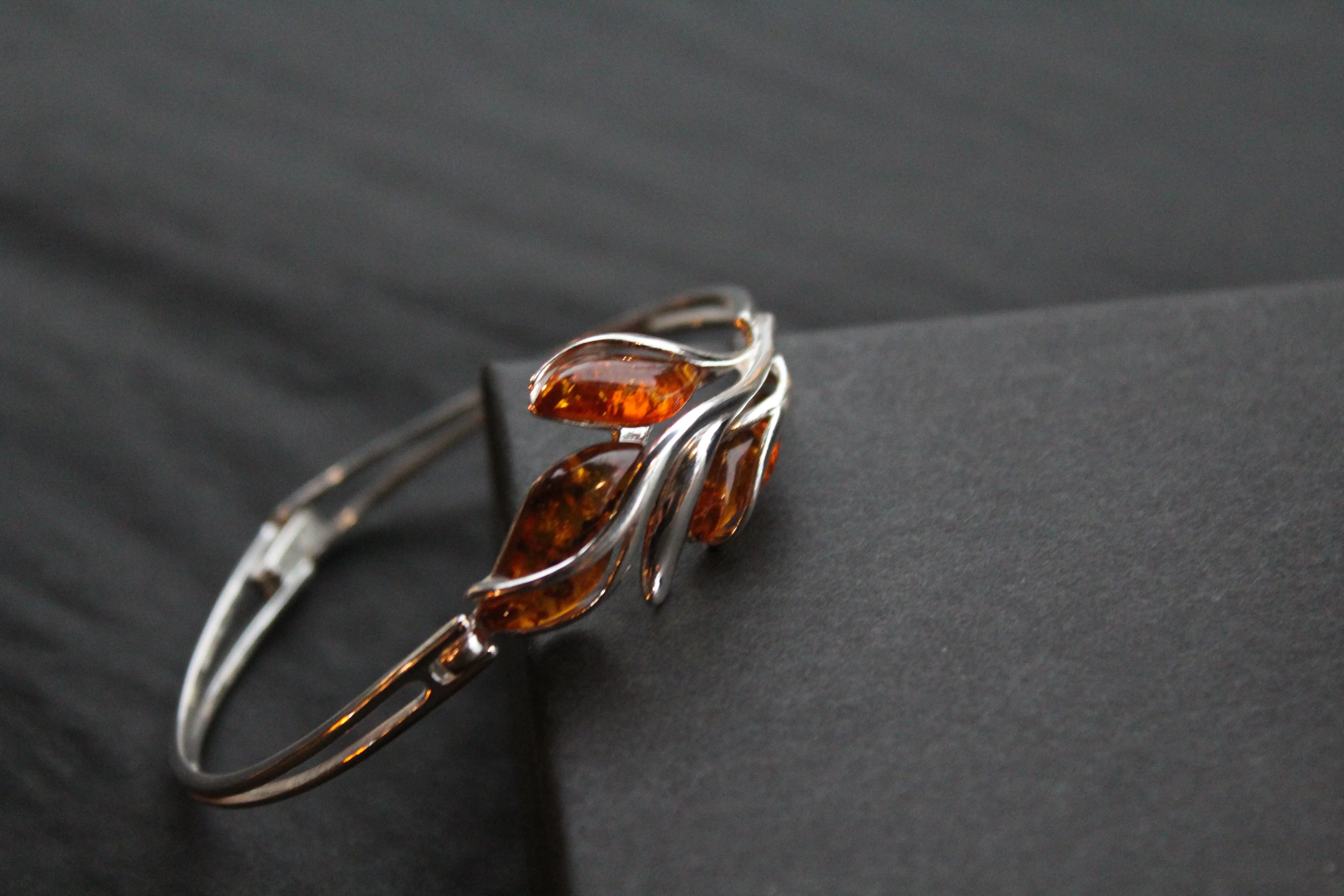 Amber Bud Design Bangle - Swax Jewellery Barmouth