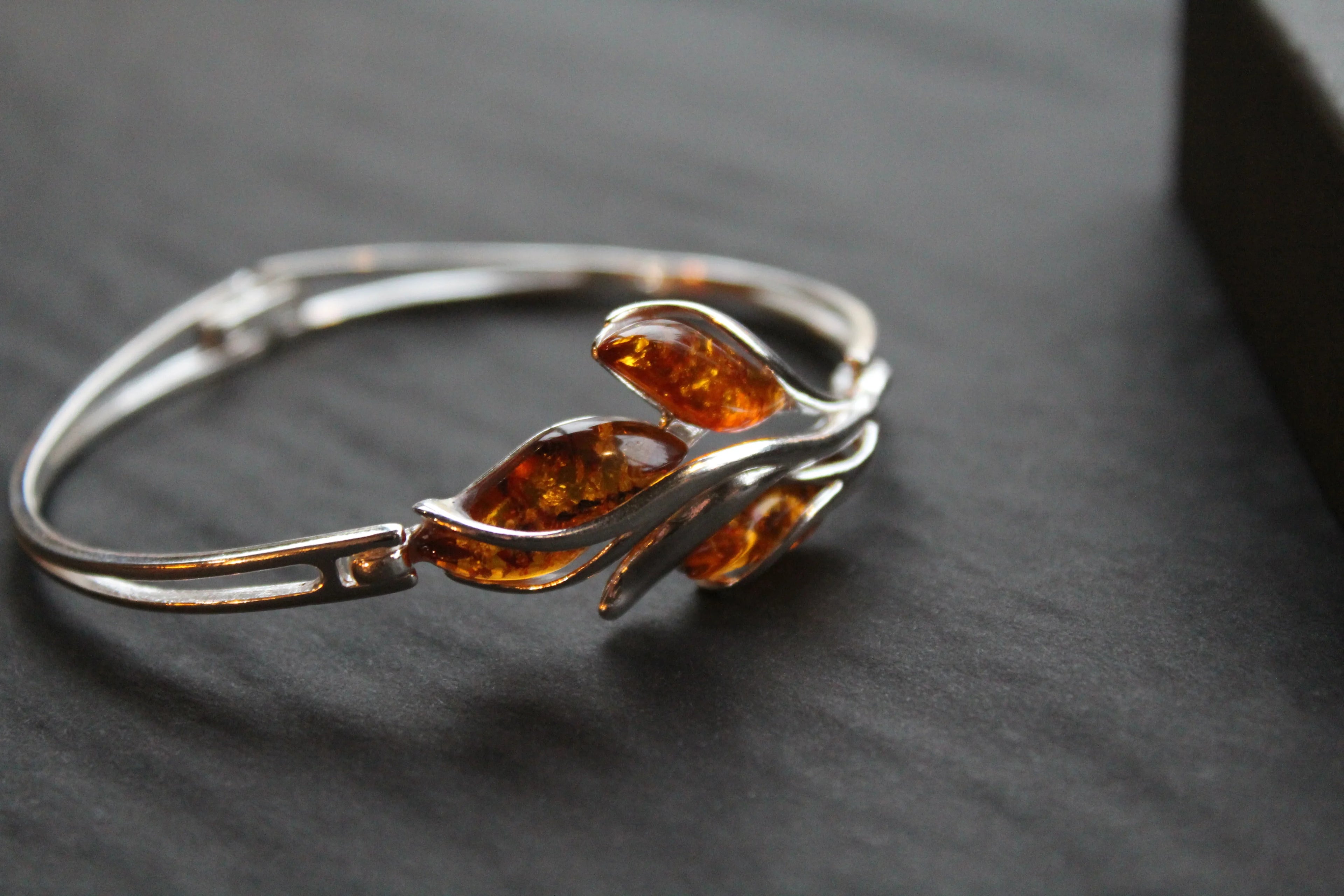 Amber Bud Design Bangle - Swax Jewellery Barmouth