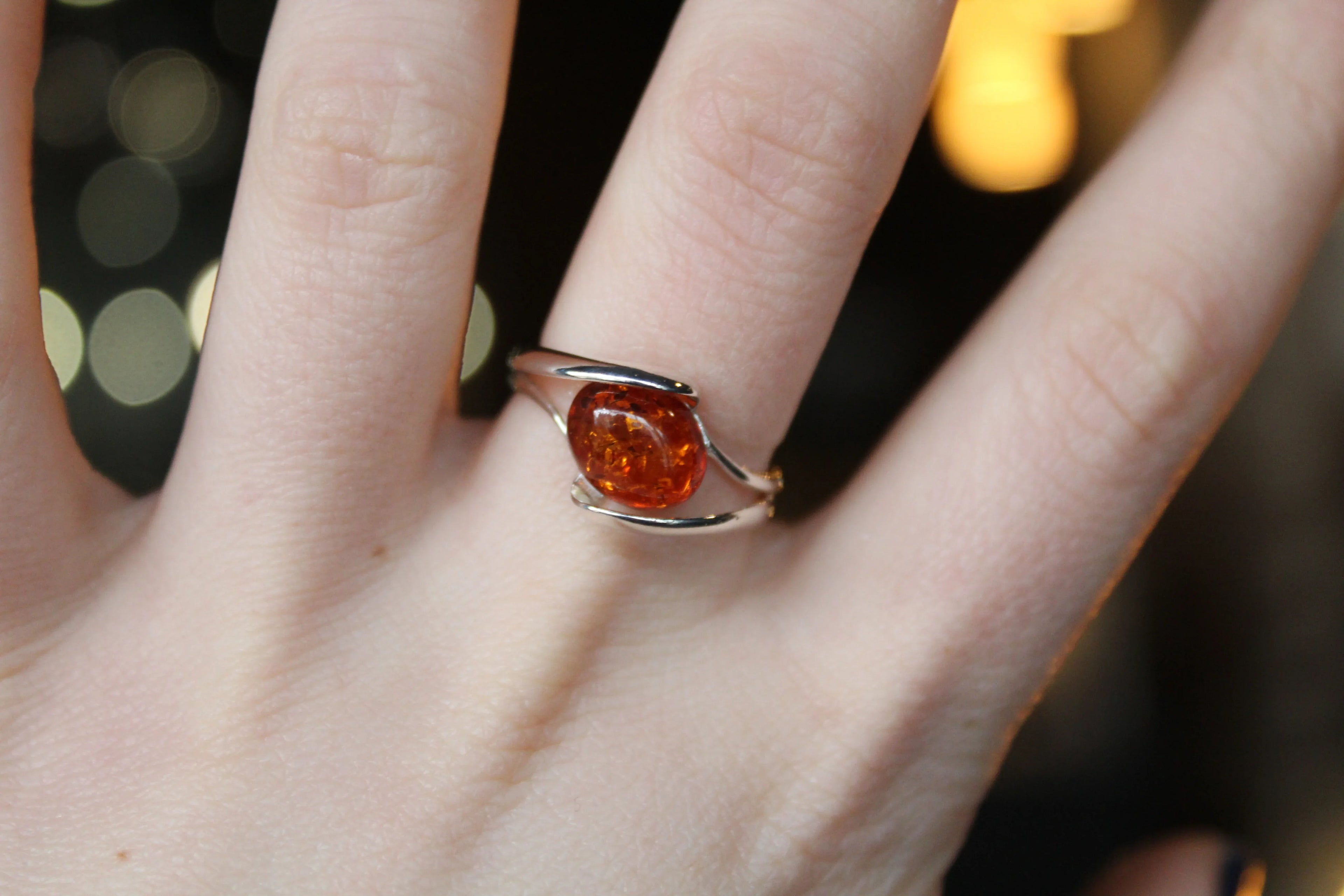 Amber Oval Ring - Swax Jewellery Barmouth