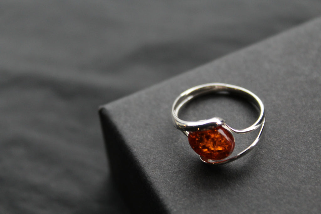 Amber Oval Ring - Swax Jewellery Barmouth