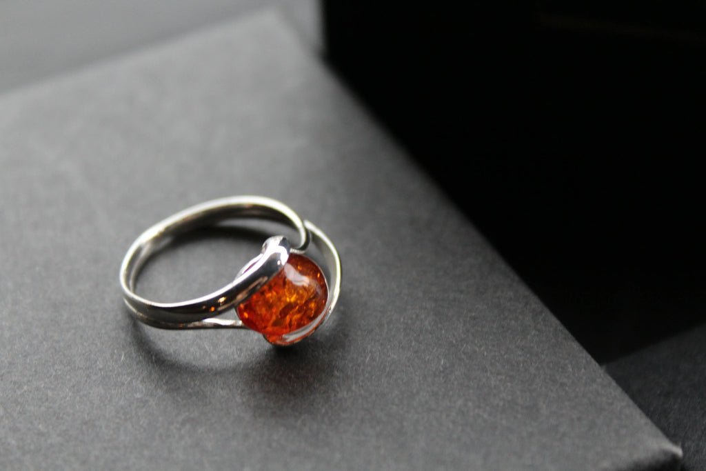 Amber Oval Ring - Swax Jewellery Barmouth