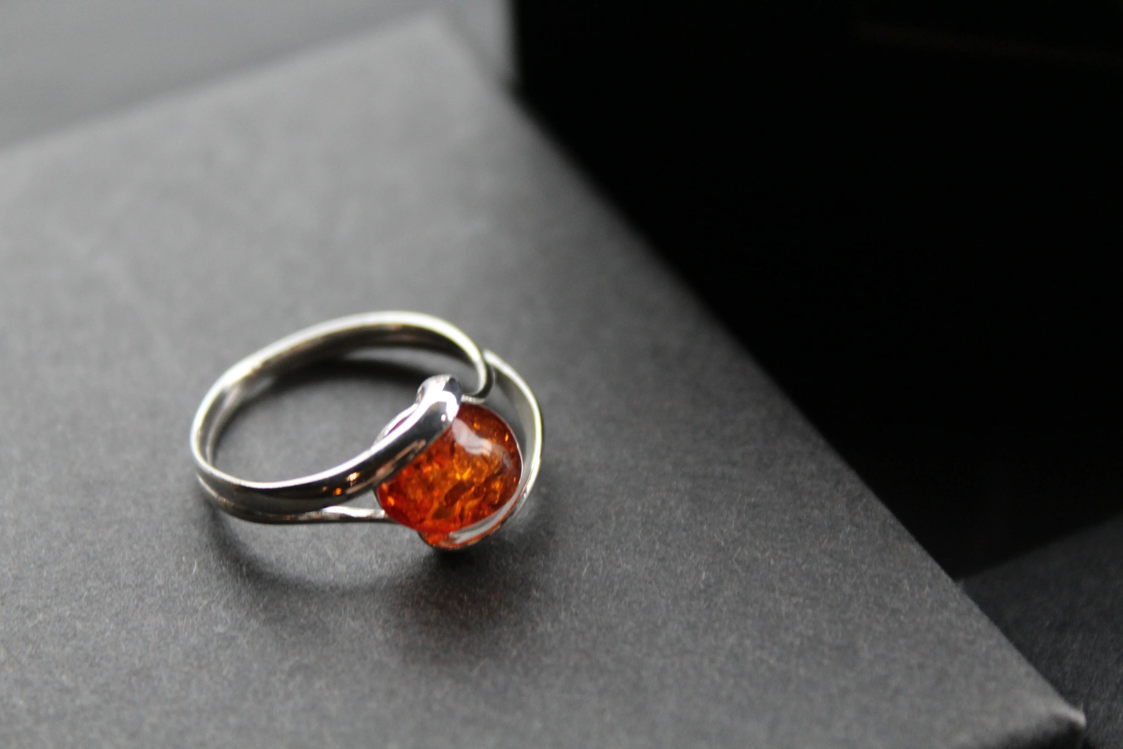 Amber Oval Ring - Swax Jewellery Barmouth