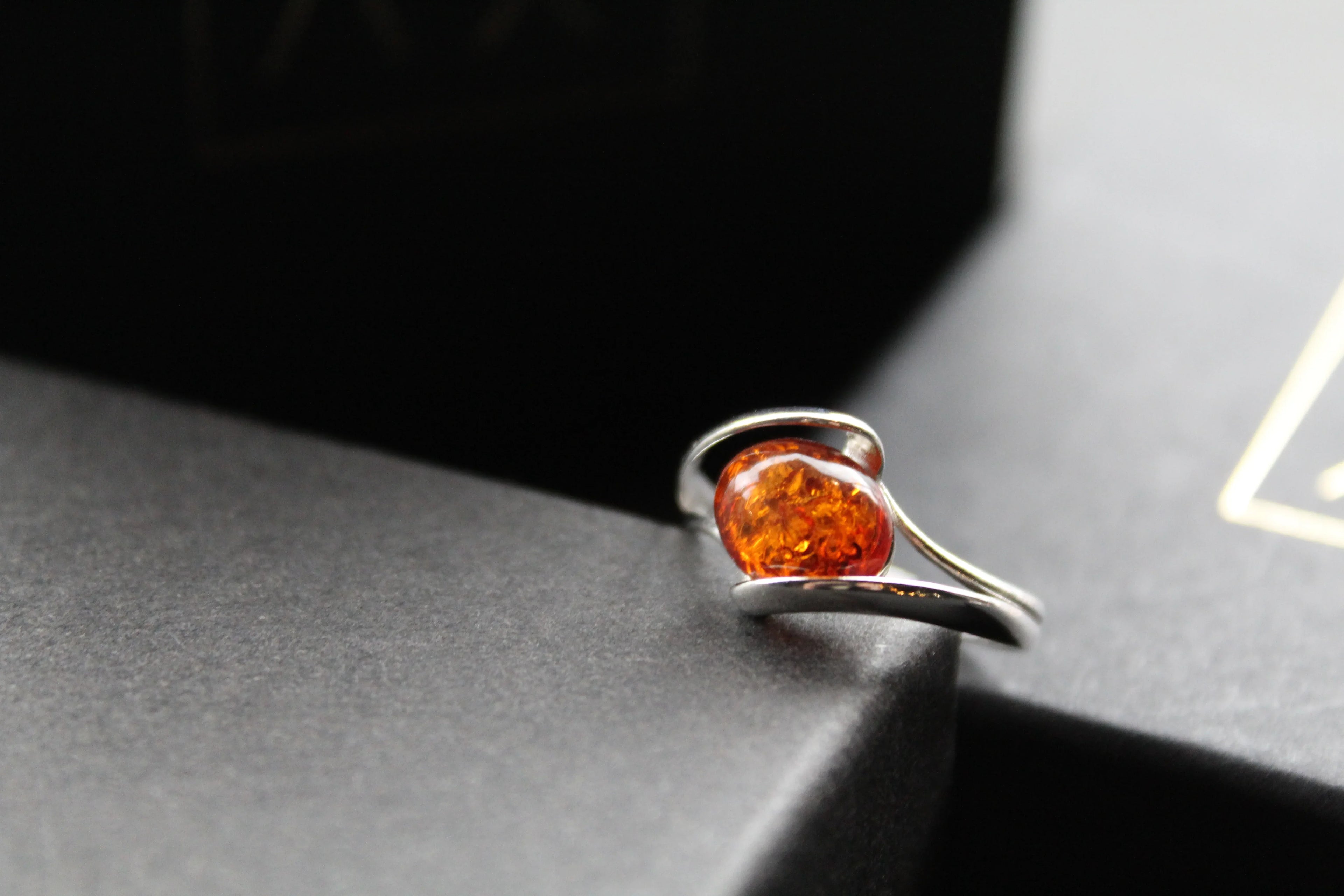 Amber Oval Ring - Swax Jewellery Barmouth