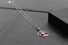 Load image into Gallery viewer, Amber Tree of Life Circle Pendant with Chain
