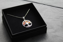 Load image into Gallery viewer, Amber Tree of Life Circle Pendant with Chain
