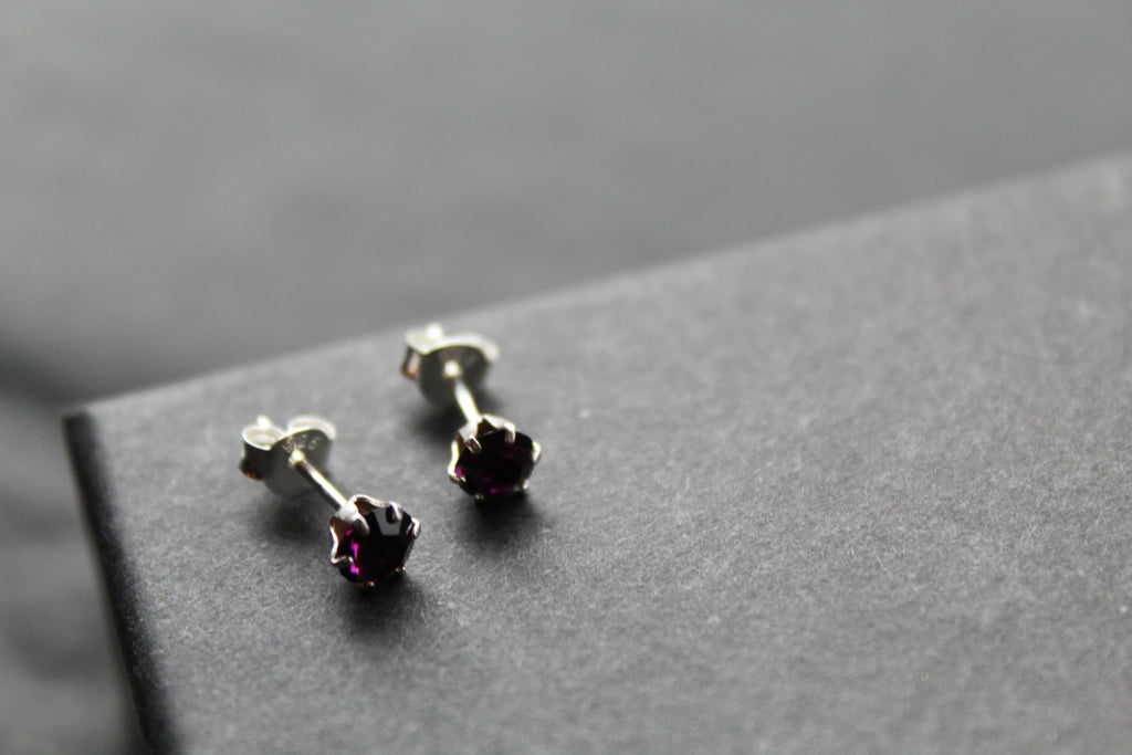 Amethyst Austrian Crystal Studs - Swax Jewellery Barmouth