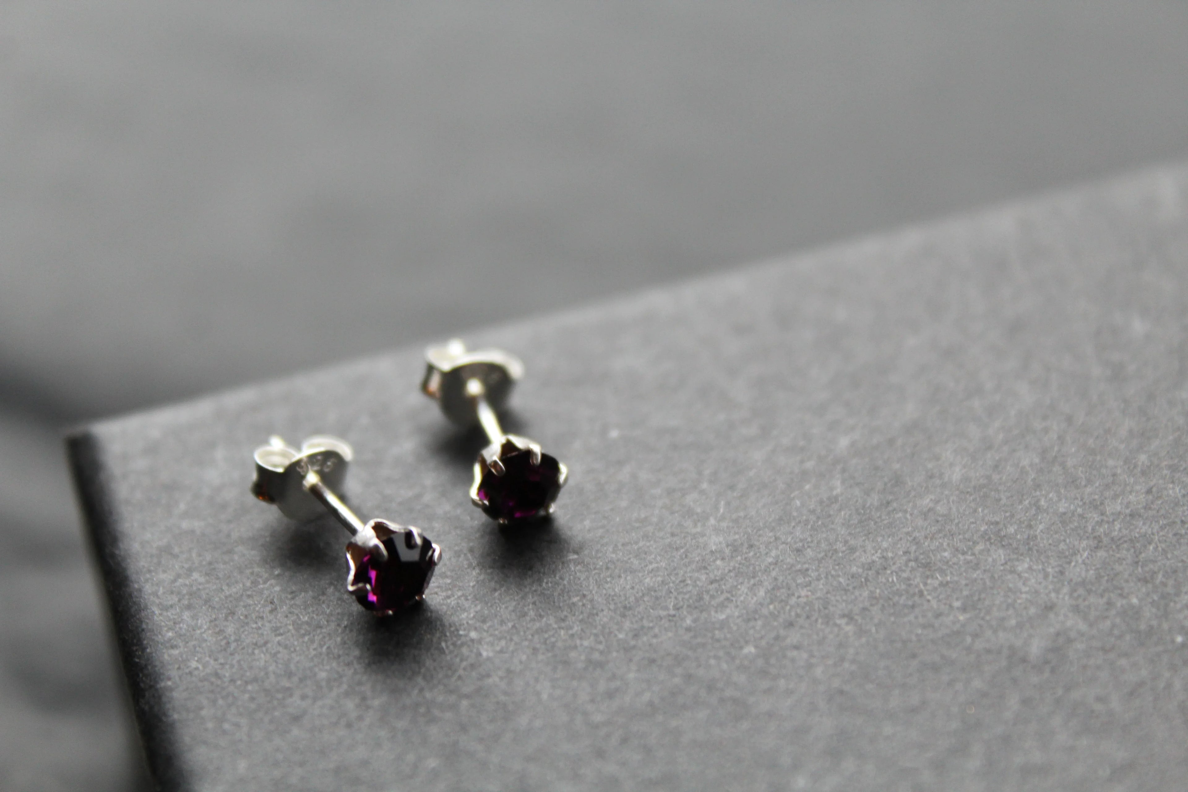 Amethyst Austrian Crystal Studs - Swax Jewellery Barmouth