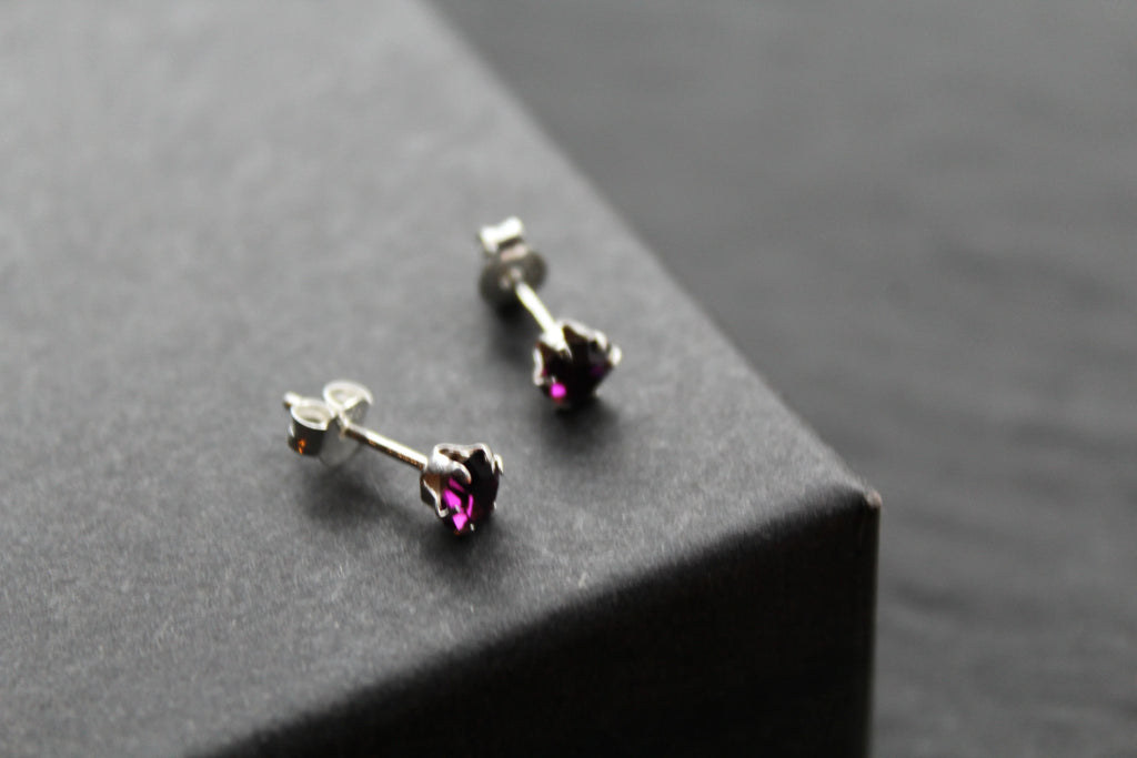 Amethyst Austrian Crystal Studs - Swax Jewellery Barmouth
