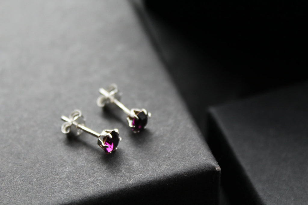 Amethyst Austrian Crystal Studs - Swax Jewellery Barmouth