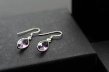 Load image into Gallery viewer, Amethyst Facet Bezel Set Marquis Drop Earrings

