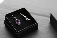 Load image into Gallery viewer, Amethyst Facet Bezel Set Marquis Drop Earrings

