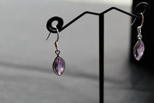 Load image into Gallery viewer, Amethyst Facet Bezel Set Marquis Drop Earrings
