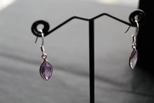 Load image into Gallery viewer, Amethyst Facet Bezel Set Marquis Drop Earrings
