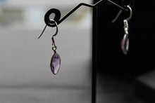 Load image into Gallery viewer, Amethyst Facet Bezel Set Marquis Drop Earrings
