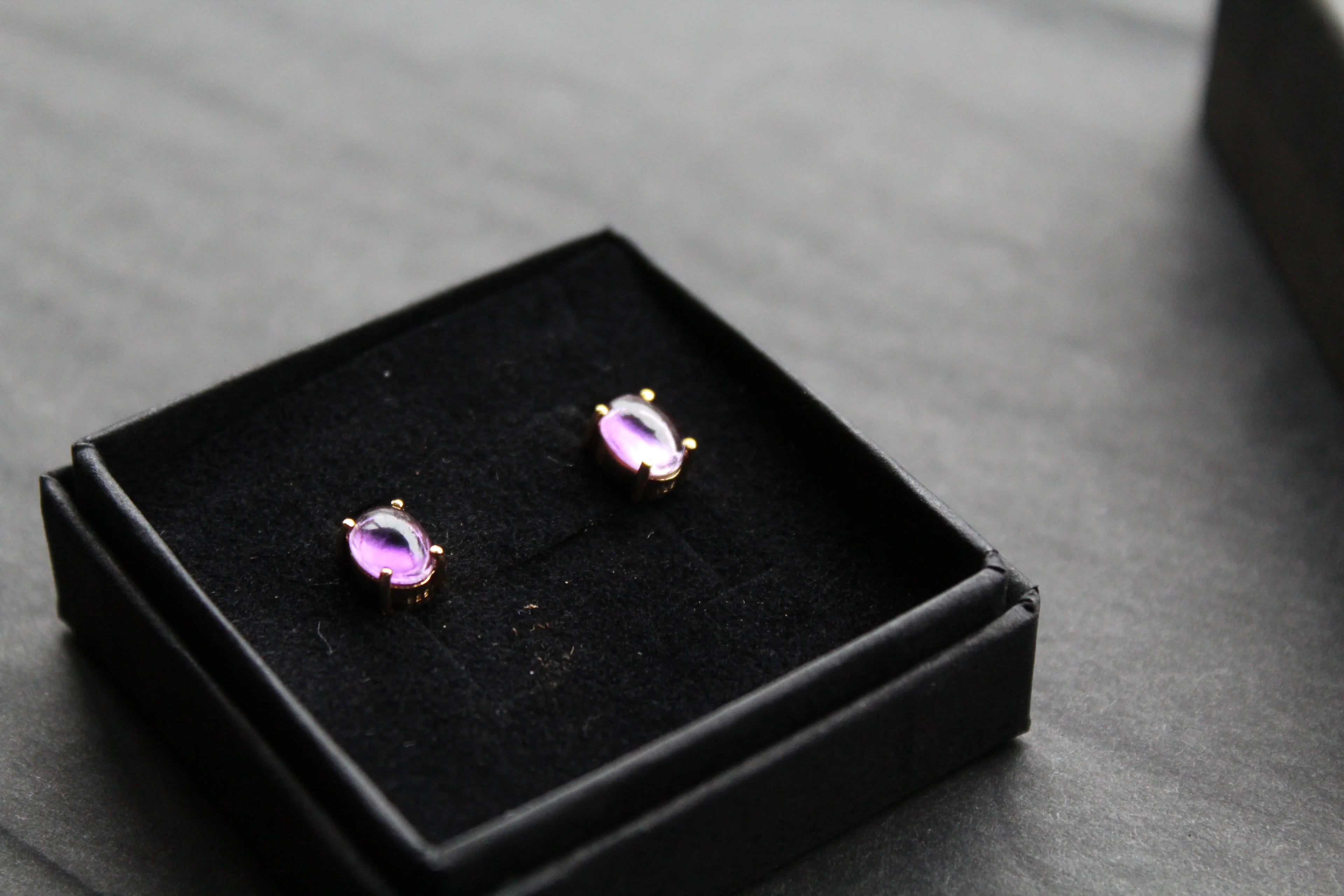 Amethyst Gold on Silver Studs - Swax Jewellery Barmouth