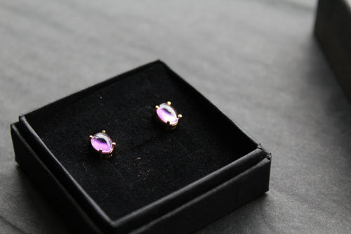 Amethyst Gold on Silver Studs - Swax Jewellery Barmouth