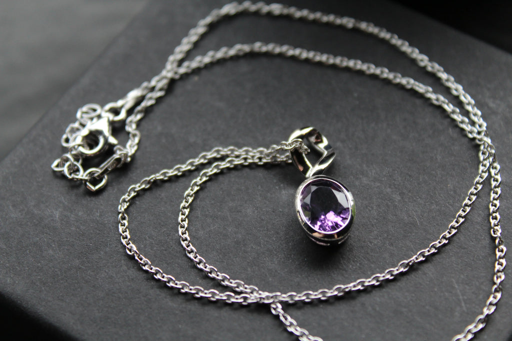 Amethyst Oval Drop Necklace - Swax Jewellery Barmouth