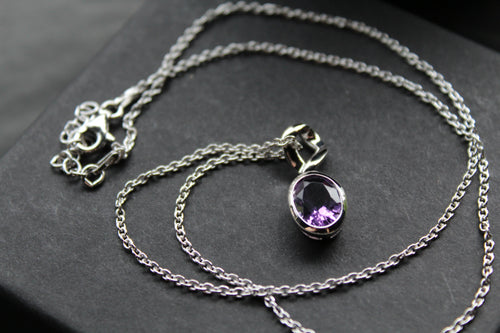 Amethyst Oval Drop Necklace - Swax Jewellery Barmouth