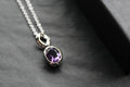 Amethyst Oval Drop Necklace - Swax Jewellery Barmouth