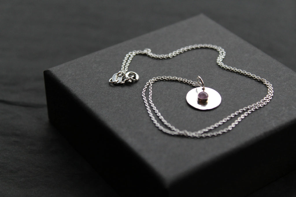 Amethyst Stone Set Necklace - Swax Jewellery Barmouth
