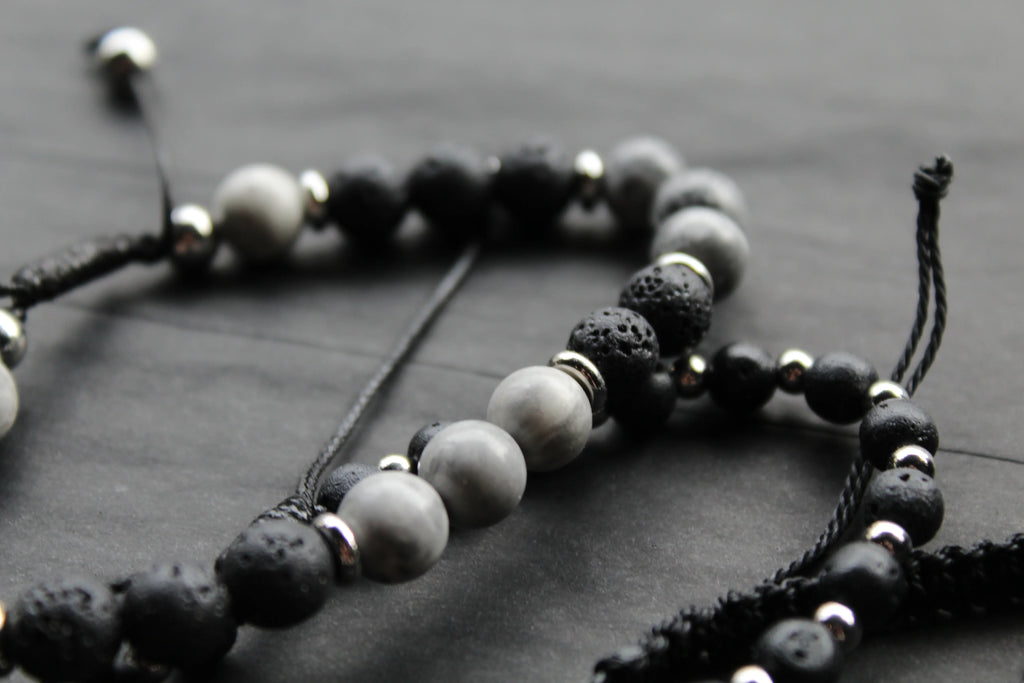 Anchor & Lava Bead Bracelet - Swax Jewellery Barmouth