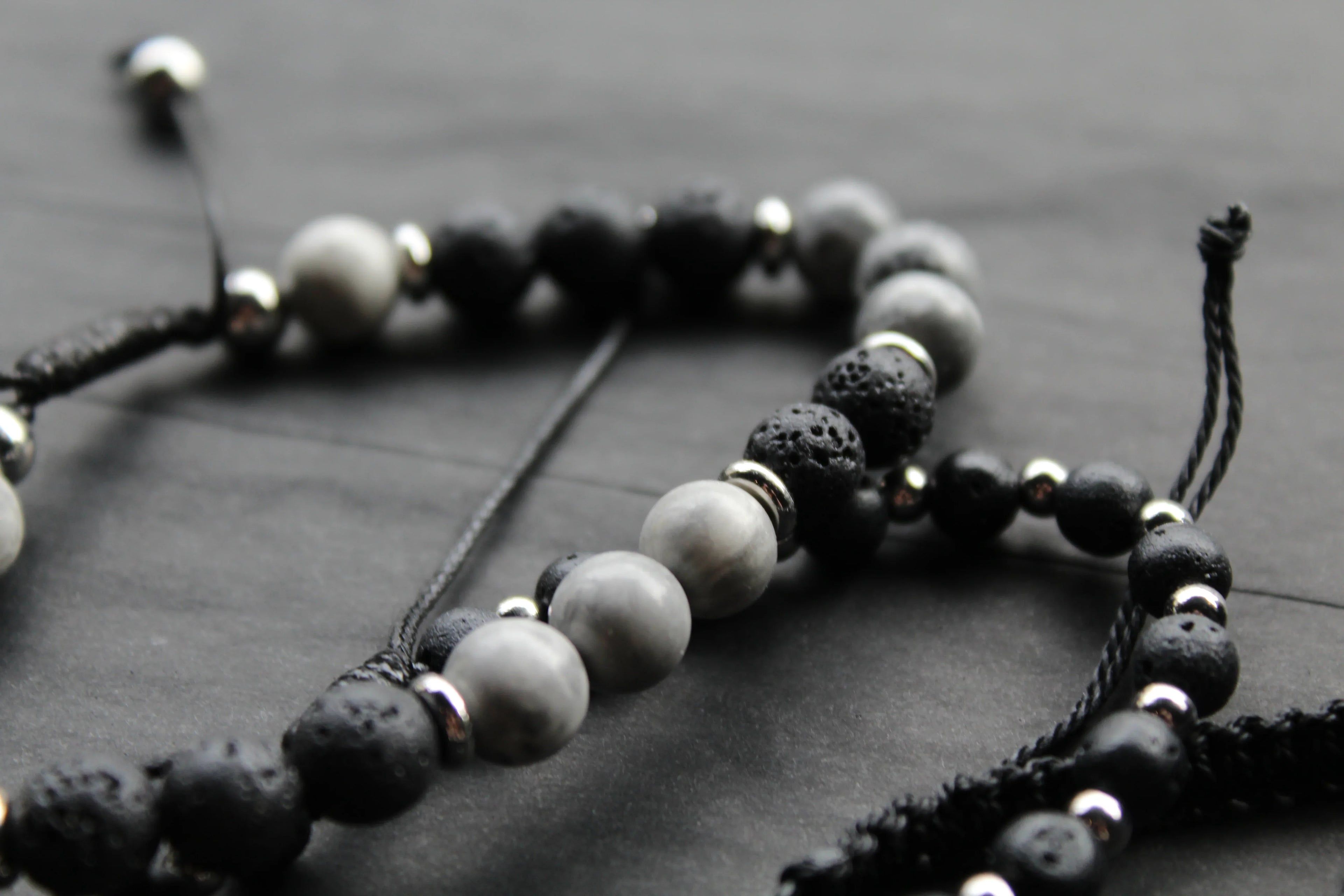 Anchor & Lava Bead Bracelet - Swax Jewellery Barmouth