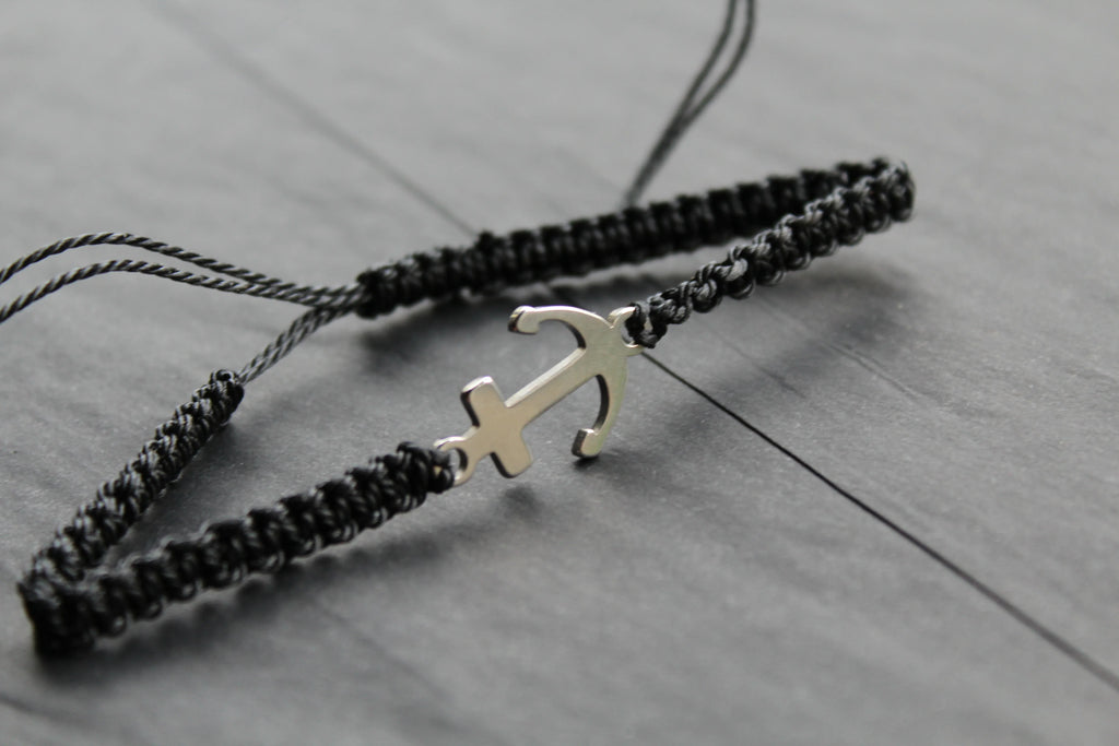 Anchor & Lava Bead Bracelet - Swax Jewellery Barmouth