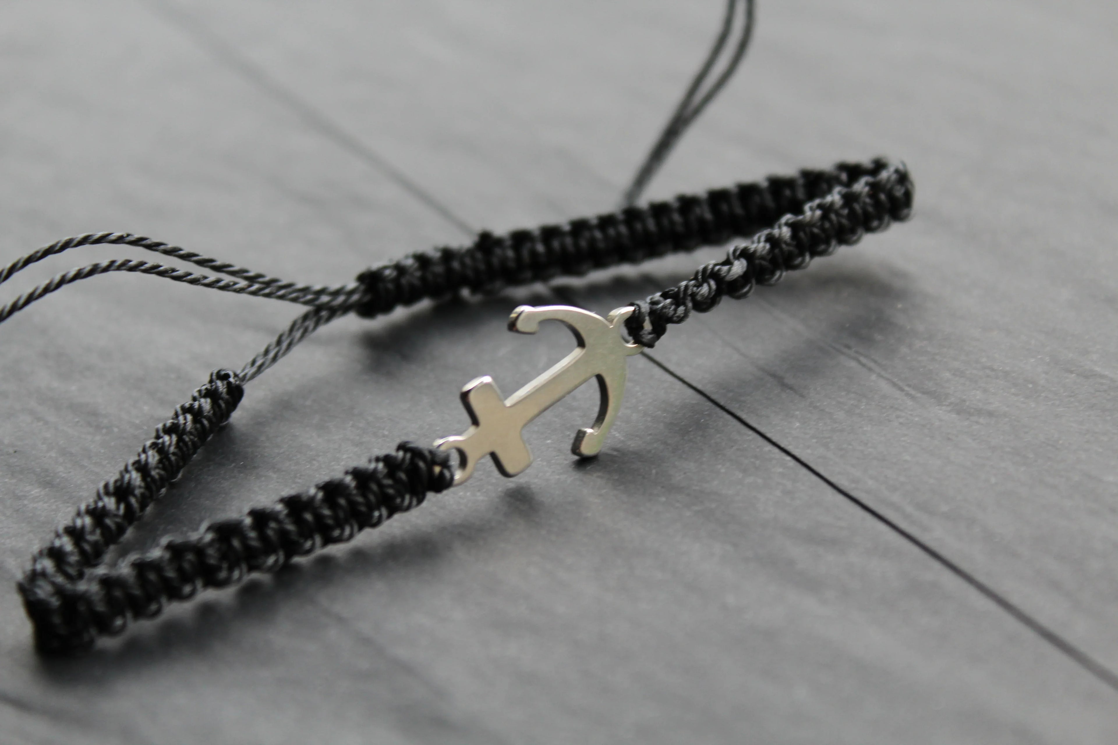 Anchor & Lava Bead Bracelet - Swax Jewellery Barmouth