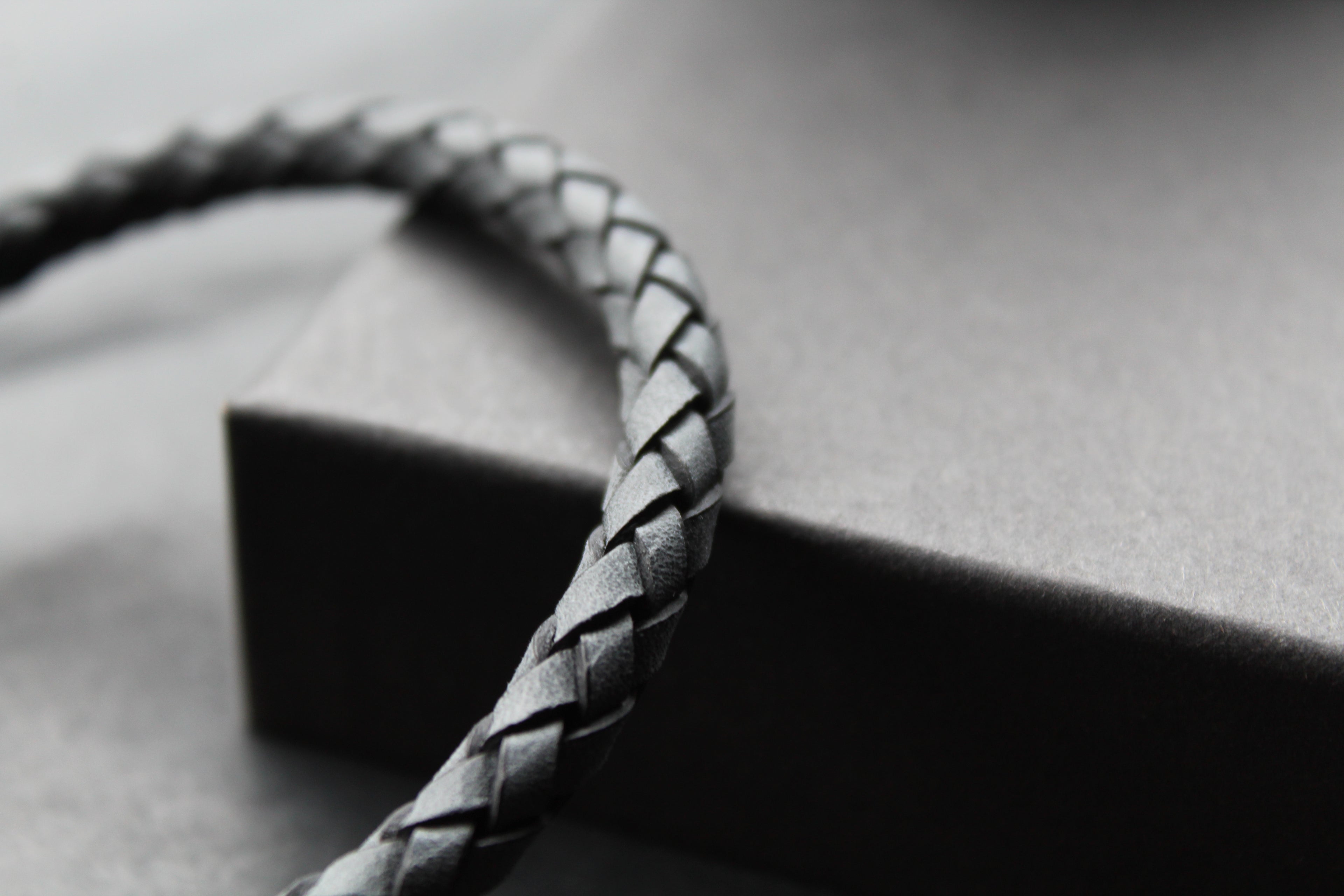Antique Blue Thick Plaited Leather Bracelet