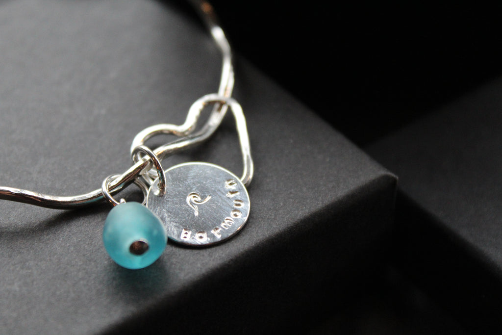 Barmouth/Abermaw Aqua Wave Charm Bracelet