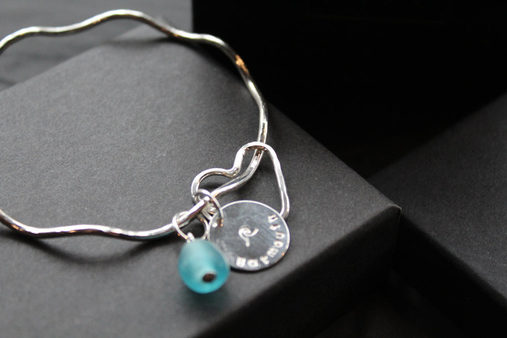 Barmouth/Abermaw Aqua Wave Charm Bracelet