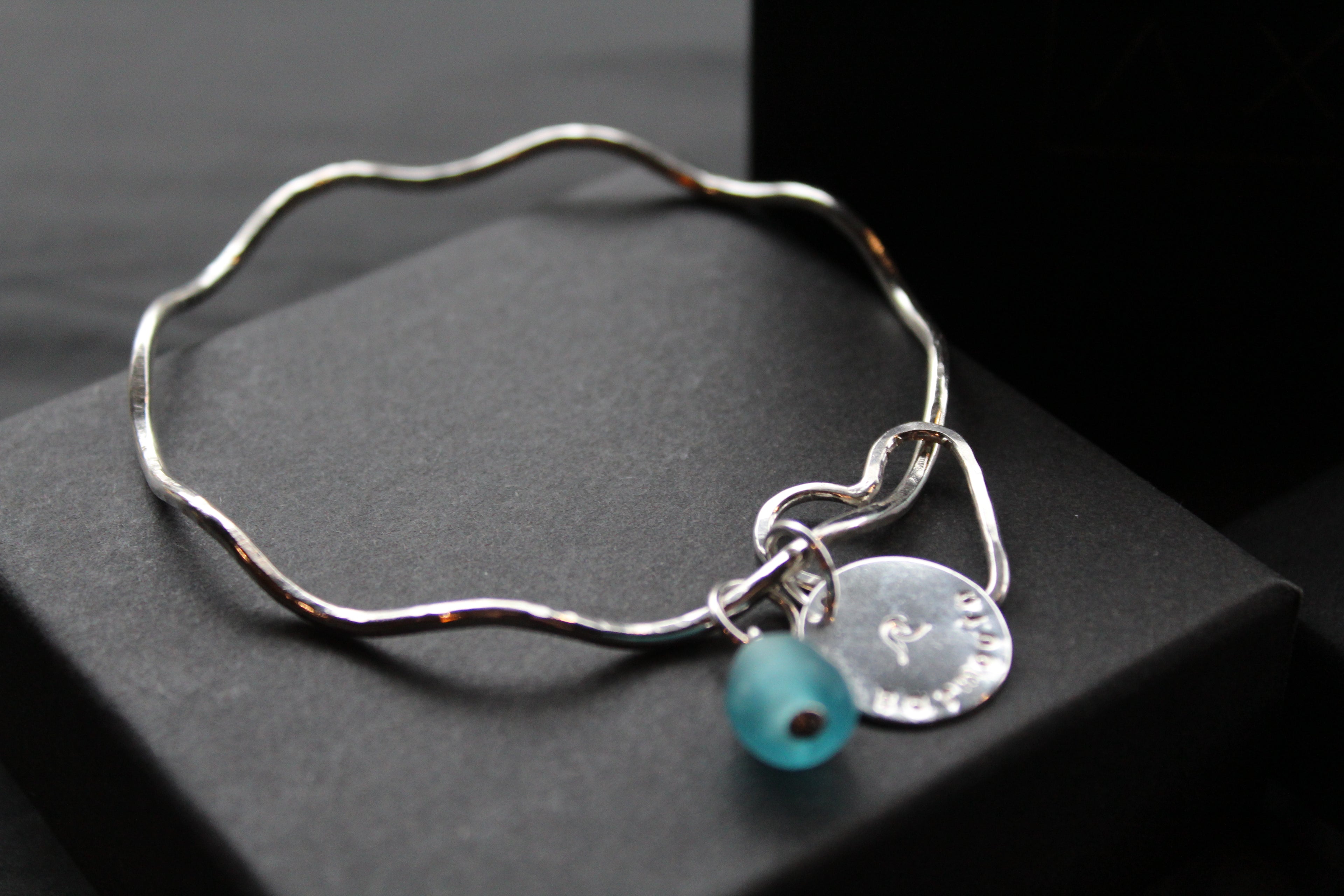 Barmouth/Abermaw Aqua Wave Charm Bracelet