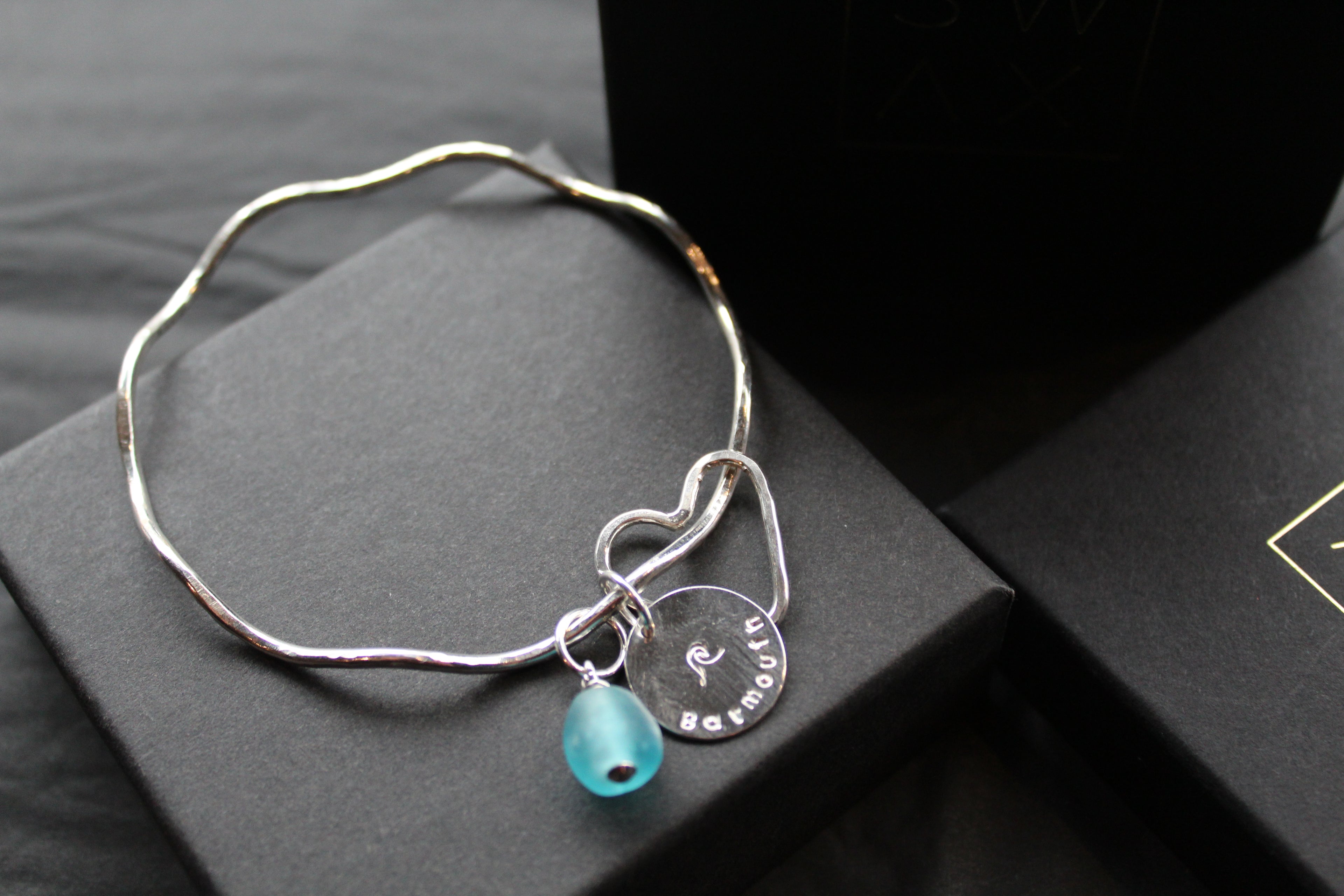 Barmouth/Abermaw Aqua Wave Charm Bracelet