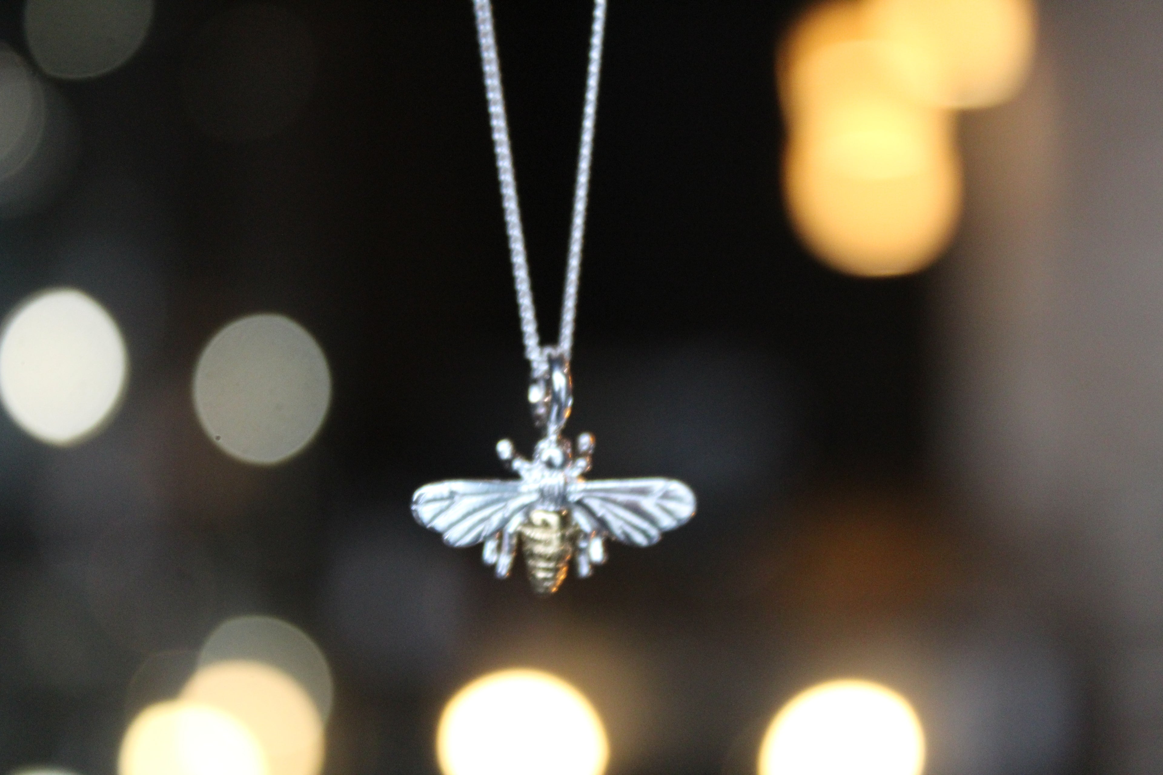 Bee Necklace with Gold Plate Detail