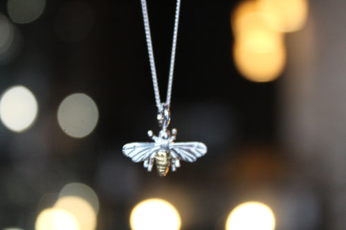 Bee Necklace with Gold Plate Detail