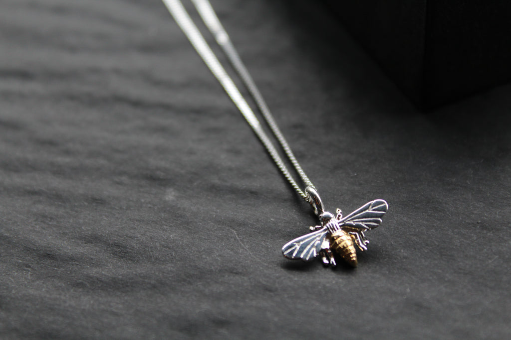 Bee Necklace with Gold Plate Detail