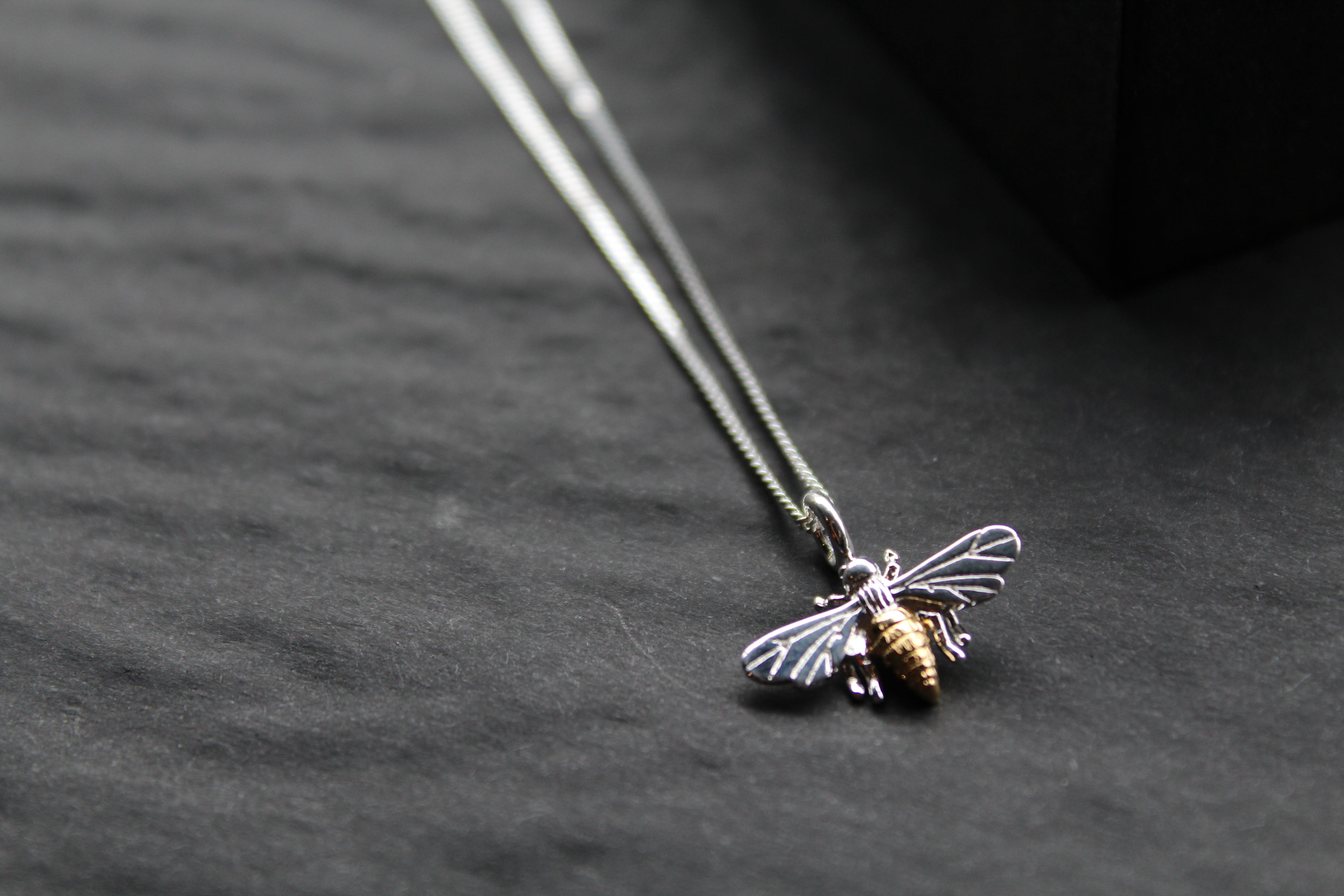 Bee Necklace with Gold Plate Detail