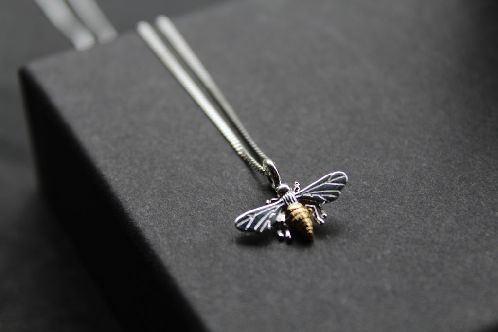 Bee Necklace with Gold Plate Detail