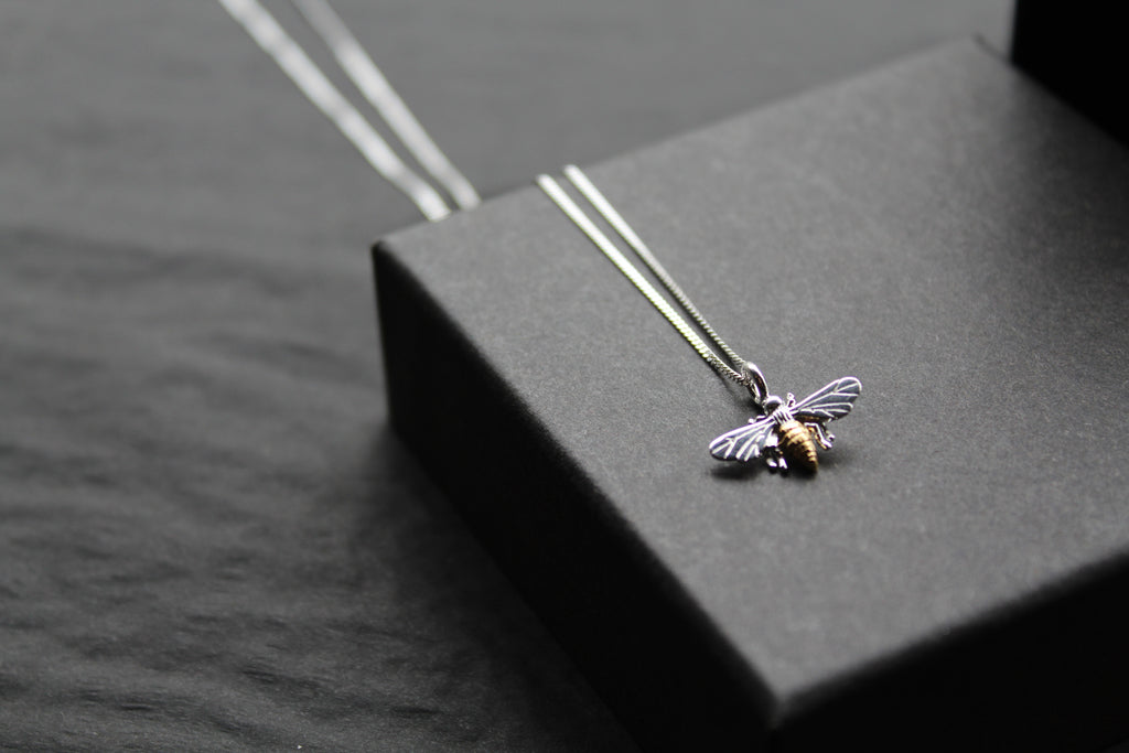 Bee Necklace with Gold Plate Detail