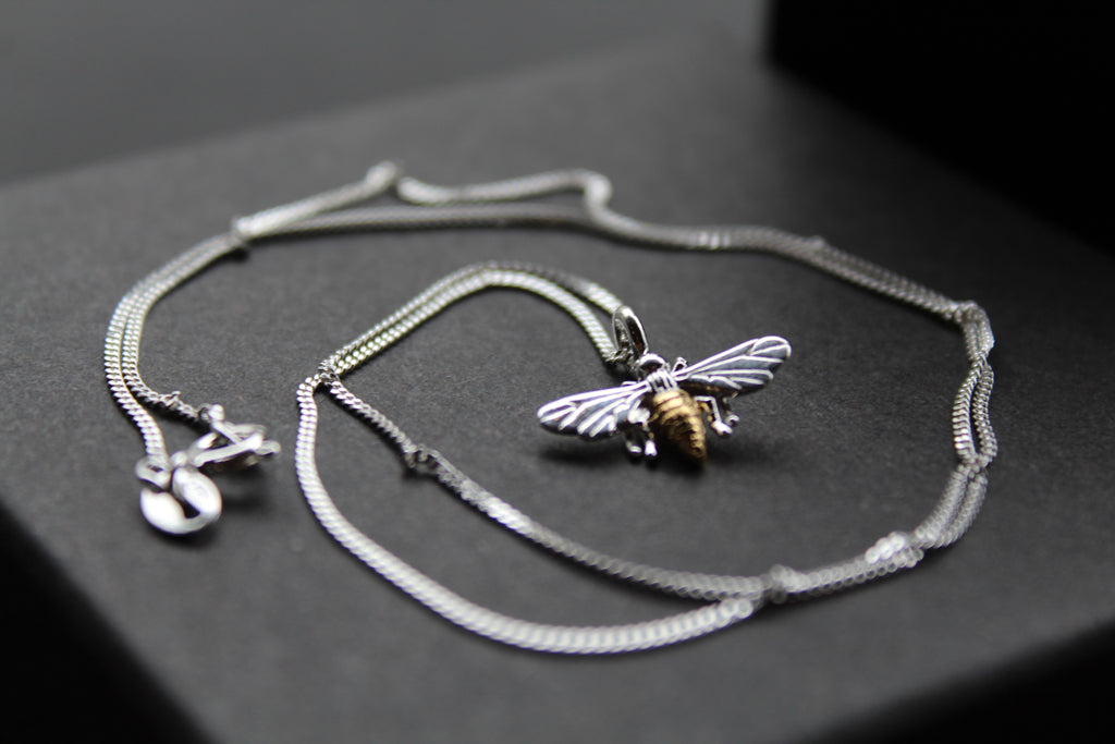Bee Necklace with Gold Plate Detail
