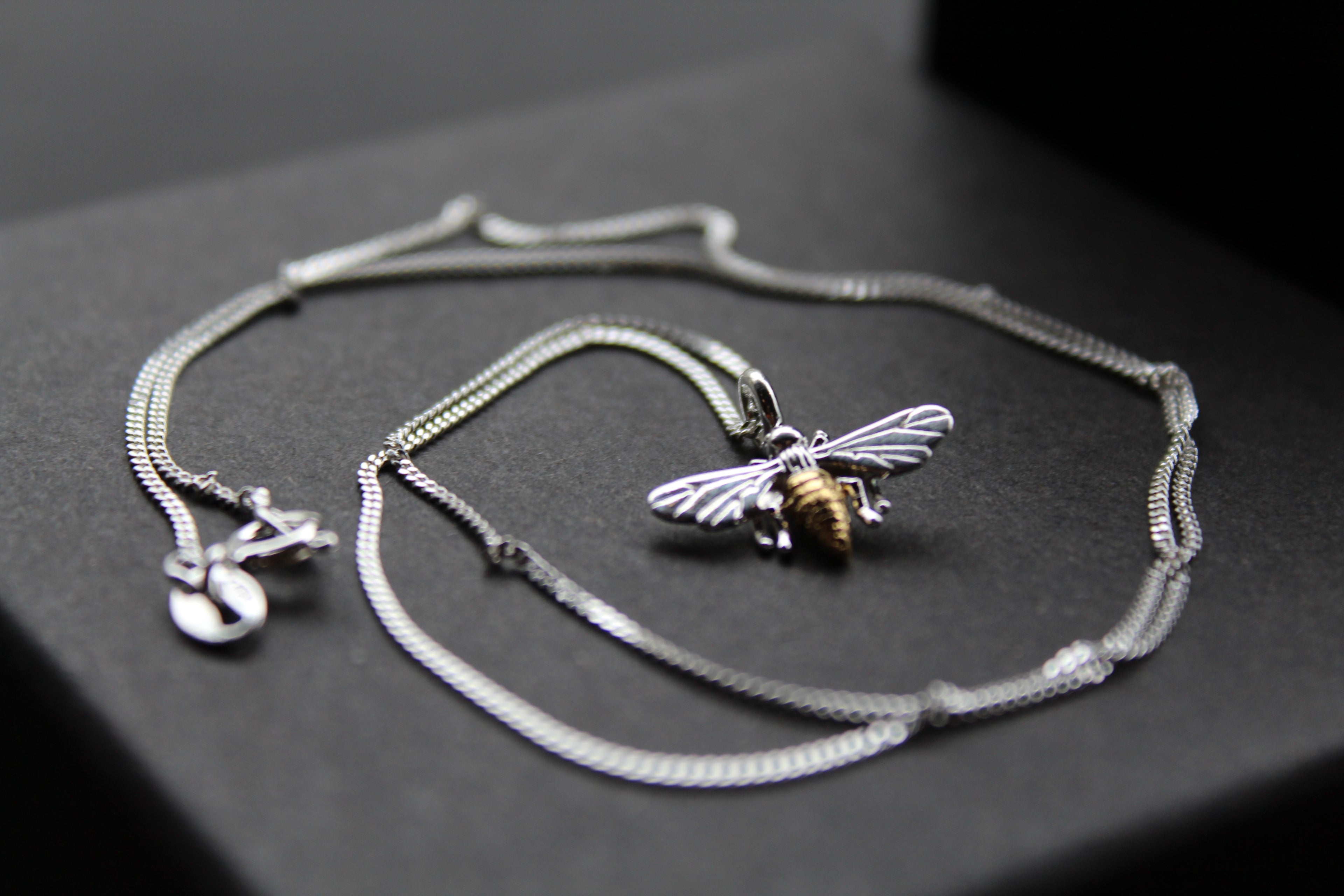 Bee Necklace with Gold Plate Detail