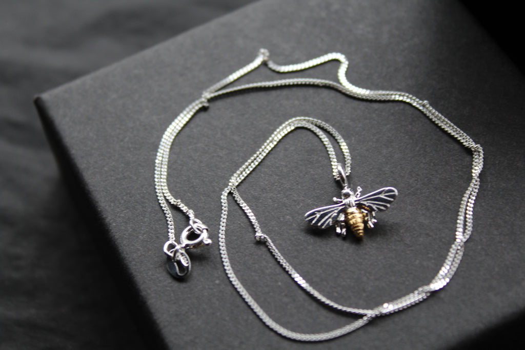 Bee Necklace with Gold Plate Detail