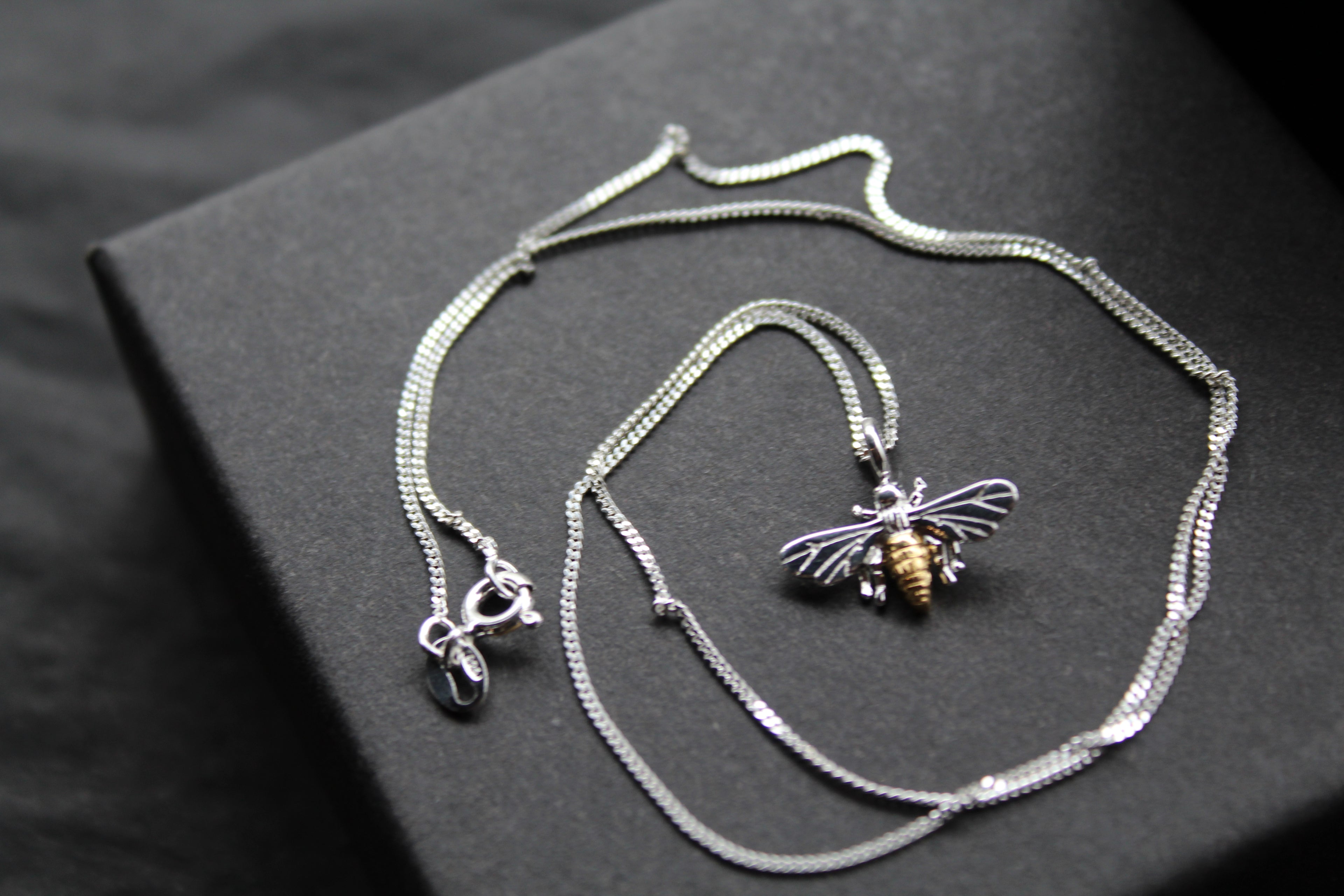 Bee Necklace with Gold Plate Detail